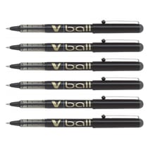 Lot de 6 Stylos roller V Ball VB7 encre liquide Pointe moyenne Noir
