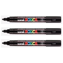 Lot de 3 marqueurs peinture pointe conique moyenne 1,8 - 2,5 mm - POSCA - Noir