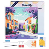 Mini Diamond Painting Broderie Diamant Figured’Art 25x25cm toile tendue sur châssis en bois - diamants ronds - Printemps en Provence