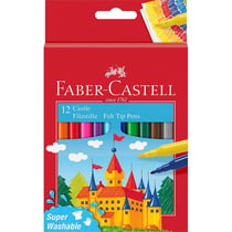 12 feutres de coloriage - Pointe moyenne - Encre lavable - Faber-Castell