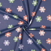 Tissu Softshell imprimé Petites fleurs sur fond Bleu ardoise