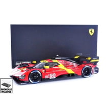Voiture Miniature de Collection - LOOKSMART - FERRARI 499P Hypercar - Échelle 1/18 - Press Ver. Le Mans 2022 - Rouge/Jaune