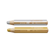 Lot de 2 crayons de couleur Woody 3in1 Rond - Argent - Or - STABILO