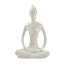 Statuette en Porcelaine Posture du Lotus Dhyana Mudra Blanc brillant 10 cm - Omsaé