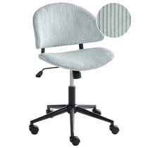 Chaise de Bureau Bleu Clair en Velours Côtelé Pivotante avec Assise et Dossier Hauteur Réglable Style Moderne