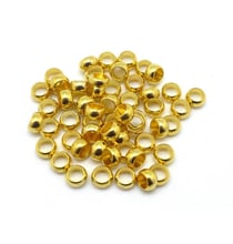 50 Perles à écraser rondelle acier inoxydable et chirurgical 316 doré plaqué or 24k Diamètre 2 mm