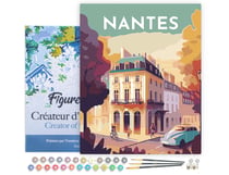 Peinture par Numéro Figured'Art avec Cadre - Affiche Vintage Nantes - Kit de Loisir Créatif DIY Numéro d'Art Complet - 40x50cm toile tendue sur châssis