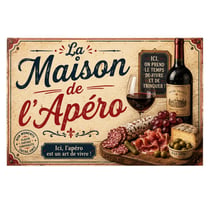 Plaque Métal Vintage La Maison de l'Apéro Déco Cuisine L30