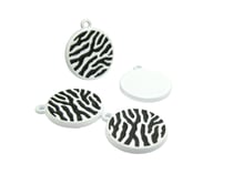 4 Breloques rondes blanches 17*14mm imprimé animalier zèbre