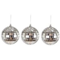 Lot de 3 boules à facettes - Décoration - Fête - A suspendre - 8cm diamètre - Argent