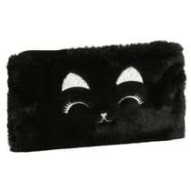 Trousse - Plate - Rectangulaire - Fourrure - Noir - 22 x 12 cm