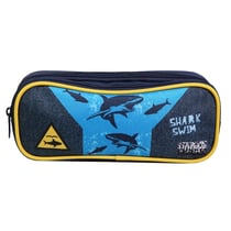Trousse scolaire 2 compartiments Vorax Bleue Requins - BAGTROTTER