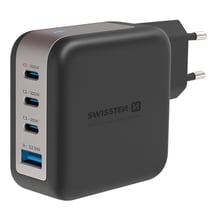 Swissten Chargeur Secteur GaN 100W avec 3x USB-C + USB Charge Rapide Compact Noir