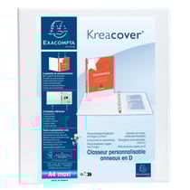 Classeur PP personnalisable Kreacover - 4 anneaux en D 15mm - A4 maxi - Blanc - x 10 - Exacompta