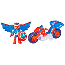 Figurine à jouer - HASBRO - Marvel - Captain America : Sam Wilson de 7,5 cm et véhicule Super Moto