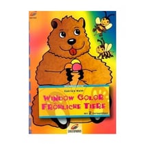 Livre window color - abeilles et ours avec une glace - motif peinture pour fenêtre