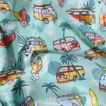 Tissu Coton imprimé Arty Combi Hawaï sur fond Bleu - Au mètre