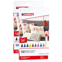 Lot de 2 feutres textiles pointe 1 mm - EDDING - Basic - 10 couleurs