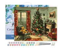 Peinture par Numéro Figured'Art avec Cadre - Cheminée de Noël Classique - Kit de Loisir Créatif DIY Numéro d'Art Complet - 40x50cm toile tendue sur châssis