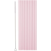 12 Pailles en Plastique   Rose   23 cm