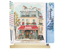 Peinture par Numéro Figured'Art - Café La Vie Douce - Kit de Loisir Créatif DIY Numéro d'Art Complet - 40x50cm toile roulée + châssis en bois à monter