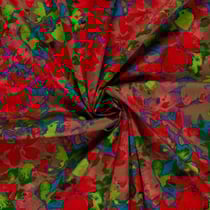 Tissu Coton Satiné Fleuris tacheté sur fond Bleu canard