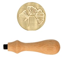 Manche en bois pour cachet de cire + Tampon Ginkgo