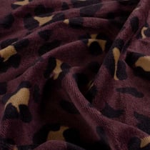 Tissu Velours tout doux Tess motif léopard sur fond Prune foncé