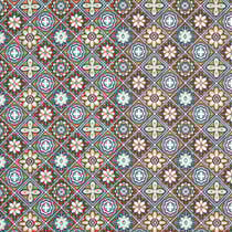 Tissu Coton Cretonne enduit Marrakech sur fond Orange - Au mètre