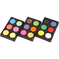 Pastilles aquarelles, H : 16 mm, d 44 mm, couleurs néons, couleur primaire, couleur extra, 1 Pq.