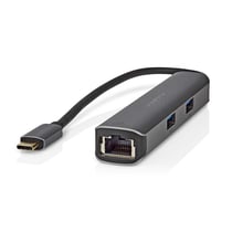 Nedis Hub USB-C 5-en-1 vers RJ45 Femelle / 3USB-A / Sortie HDMI 4K 5Gbps 0.2m Noir