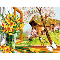 Princesse - Canevas Antique Le Printemps à La Fenêtre 50x65 cm