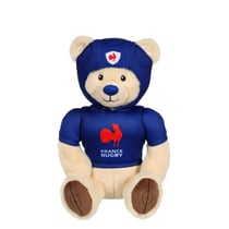 Peluche - Peluche Ours Fédération Française de Rugby (FFR) - Peluche Officielle Sous Licence - 24 cm assis
