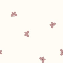 Tissu Popeline de Coton Léonie LittleBird Papillons Rose poudré sur fond Ecru