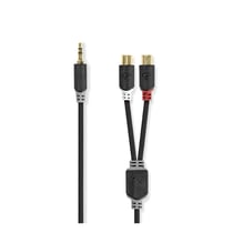 Nedis Câble Audio Jack 3.5mm Mâle vers Double RCA Femelle 0,2m Gris anthracite