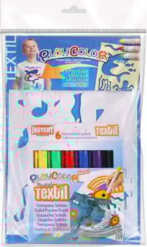 Gouache pour textile Playcolor 6 pcs + Pochoirs Garçon