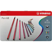 Boîte métal de 50 feutres de dessin STABILO Pen 68 décor premium