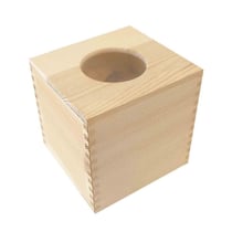Boite à mouchoirs en bois découpe rond 14 x 12.3 H 14 cm