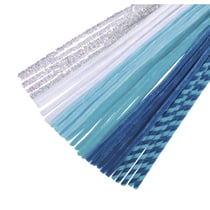 Fil chenille Mix, bleu pur, 0,9x30cm, 6  couleurs à 5 pièces,