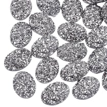 10 PERLES CABOCHON STRASS Paillette Ovale à coller acrylique Gris 17 mm - Dos Plat - Creation Diy