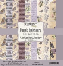 10 papiers scrapbooking 30 x 30 cm Reprint PURPLE EPHEMERA