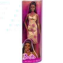 Poupee barbie fashionistas noire - robe avec fleurs rose - mattel - hyt91