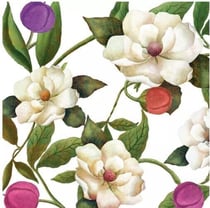 Lot de 4 serviettes en papier découpage collage 33 cm FLEUR BLANCHE F 341