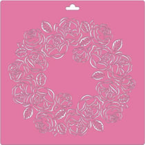Pochoir plastique souple réutilisable 30 x 30 cm Fabrika Decoru COURONNE DE ROSES 206
