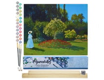 Peinture par Numéro Figured'Art - Dame en blanc au jardin - Monet - Kit de Loisir Créatif DIY Numéro d'Art Complet - 40x50cm toile roulée + châssis en bois à monter