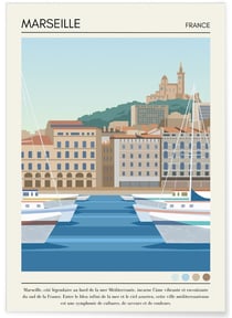 Affiche ville Marseille Vintage | A3 : 29,7x42cm