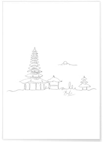 Affiche Line Art Bali | A3 : 29,7x42cm