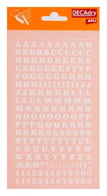 Lettres alphabet et Chiffres Transfert Blanc 6mm Avec empattement