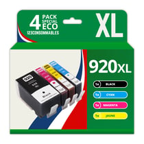 123CONSOMMABLES - 920XL - Pack de 4 Cartouches d'encre Compatible avec HP 920 XL - pour HP OfficeJet 6500A 6500 7500 6000 7500A 7000 - 123CONSOMMABLES