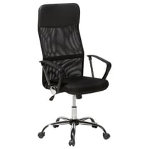 Chaise de Bureau Noire en Cuir Pu et Tissu Moderne Maillé Design Sportif Rotation à 360° Mécanisme d'Inclinaison Durable